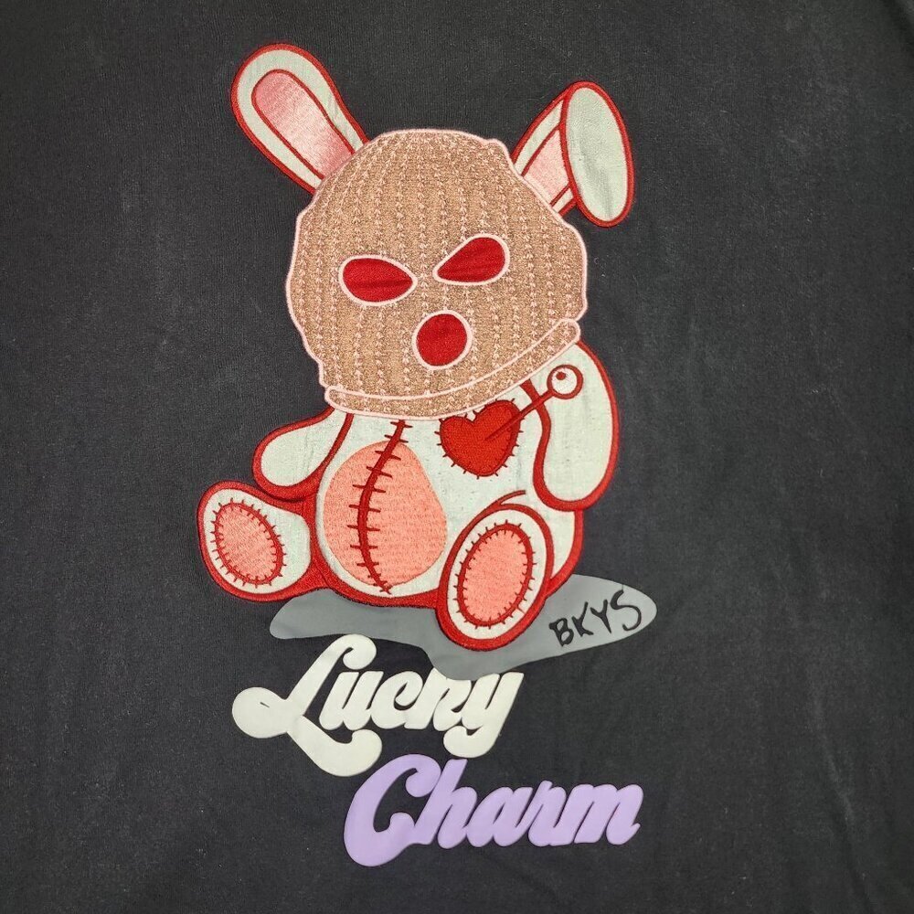 BKYS Shirt Black Embroidered Lucky Charm Bunny, Men's 3XL